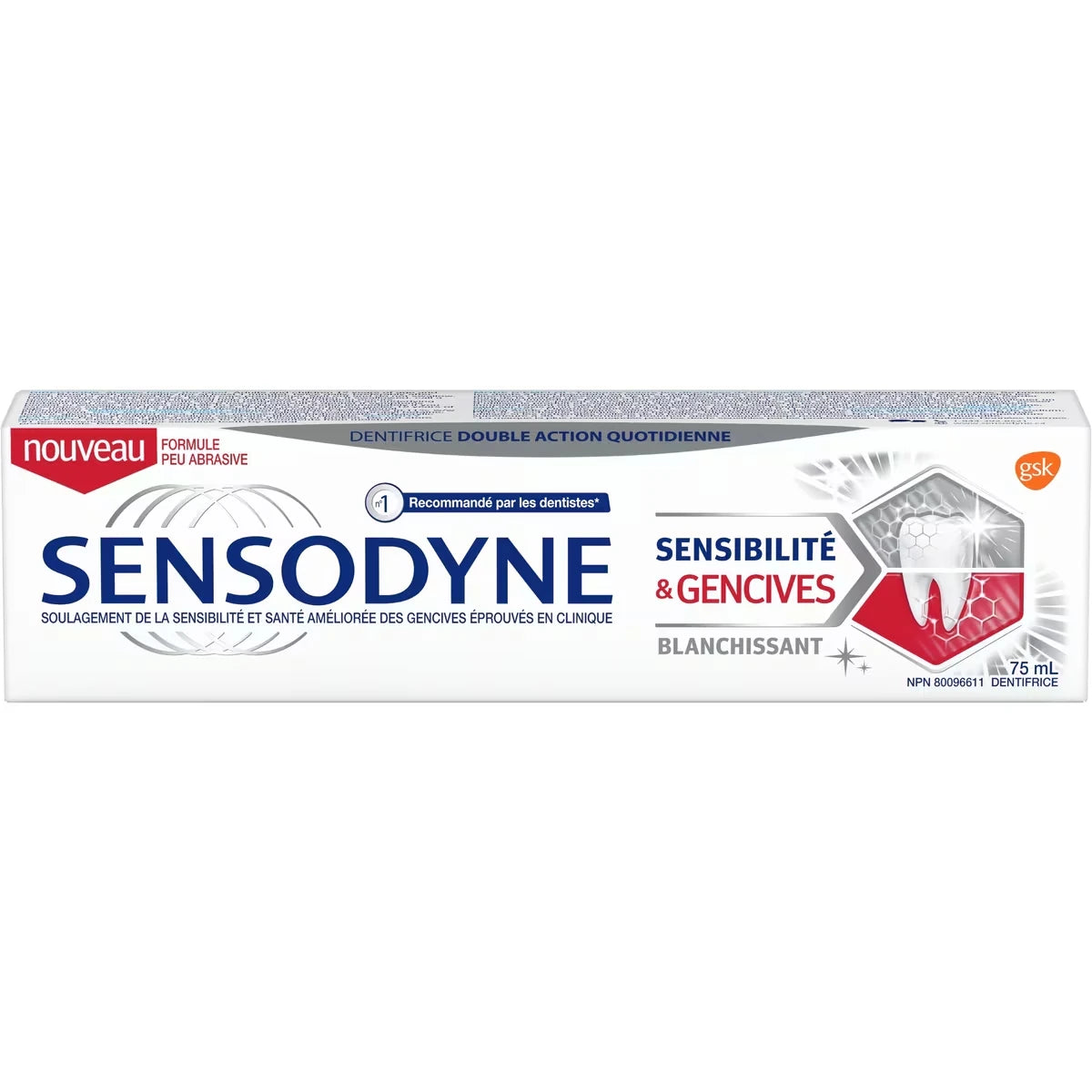 Dentifrice pour dents sensibles et saignement de gencive