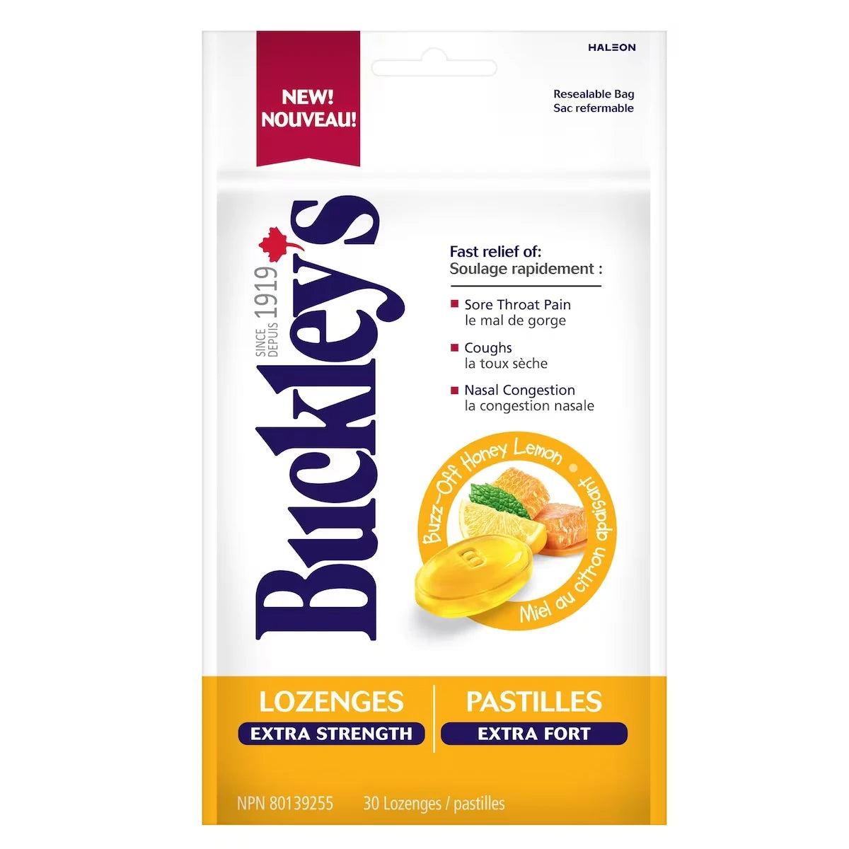 Pastilles Buckley Extra Fort –Miel Au Citron Apaisant