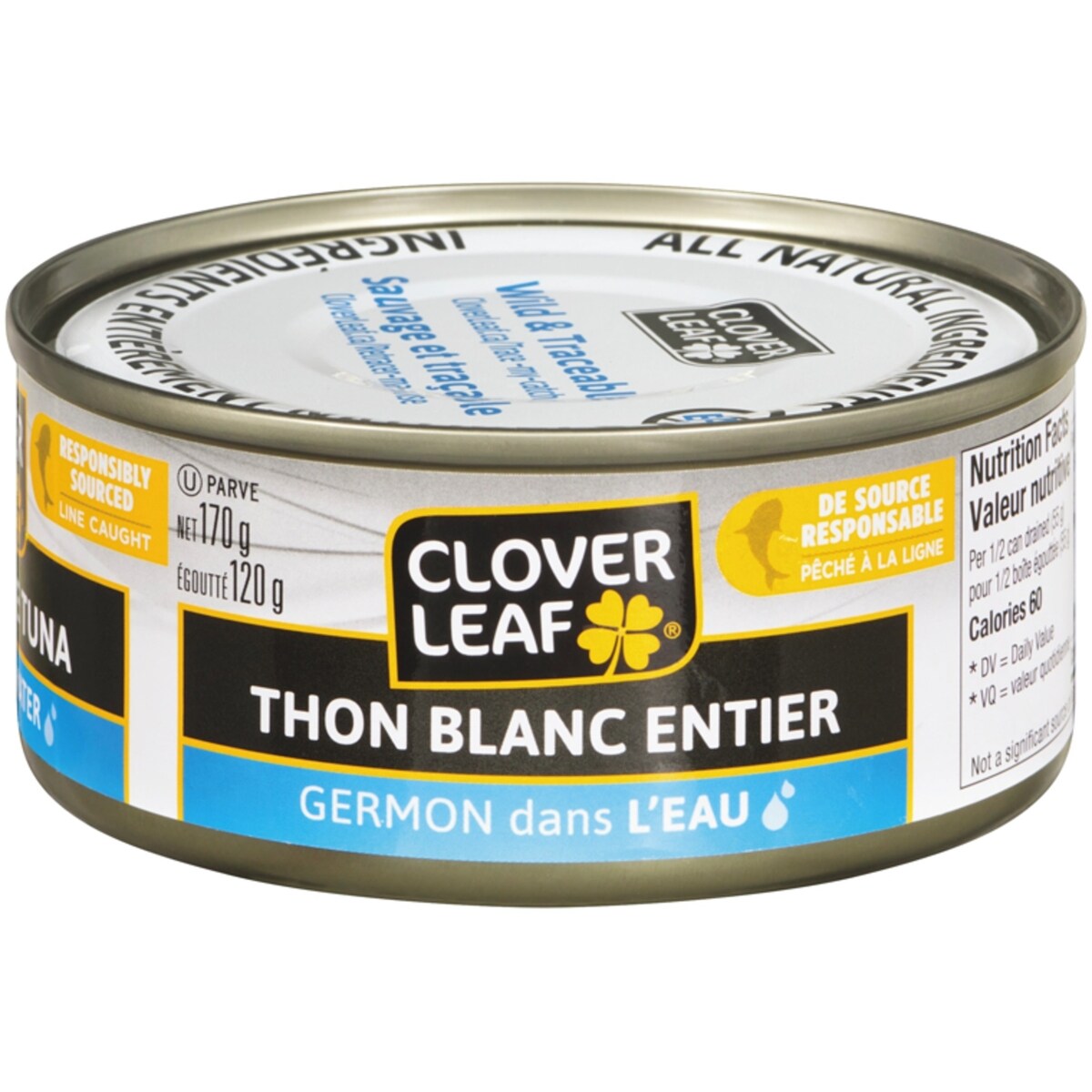 Thon germon blanc entier dans l’eau