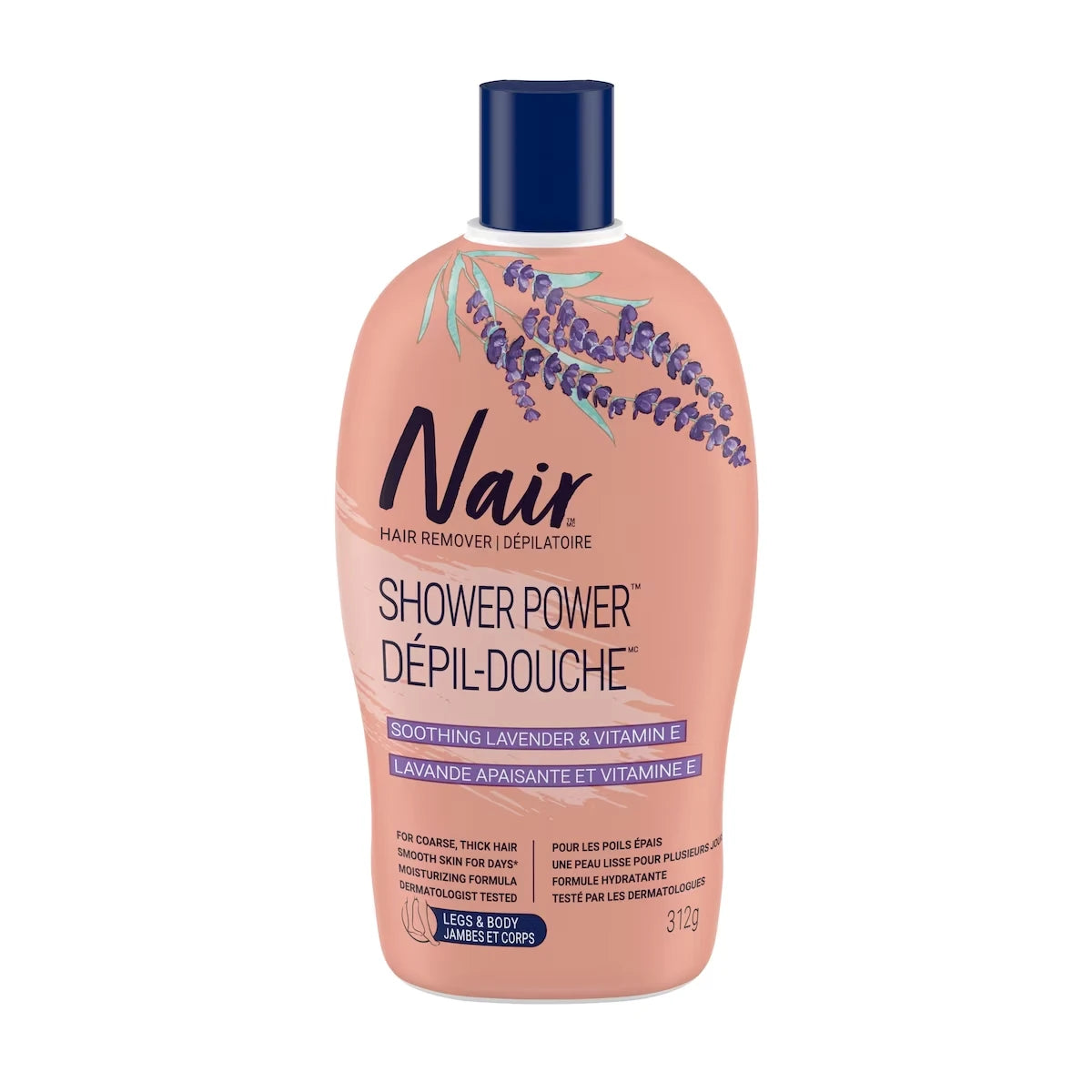 Dépilatoire Dépil-douche Max pour forte pilosité pour les jambes et le corps avec de la lavande apaisante et de la vitamine E