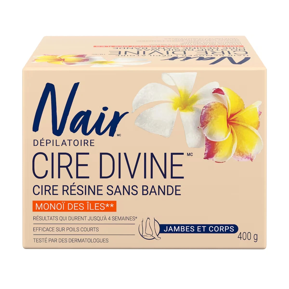 Cire résine sans bande Cire Divine pour les jambes et le corps au monoï des îles