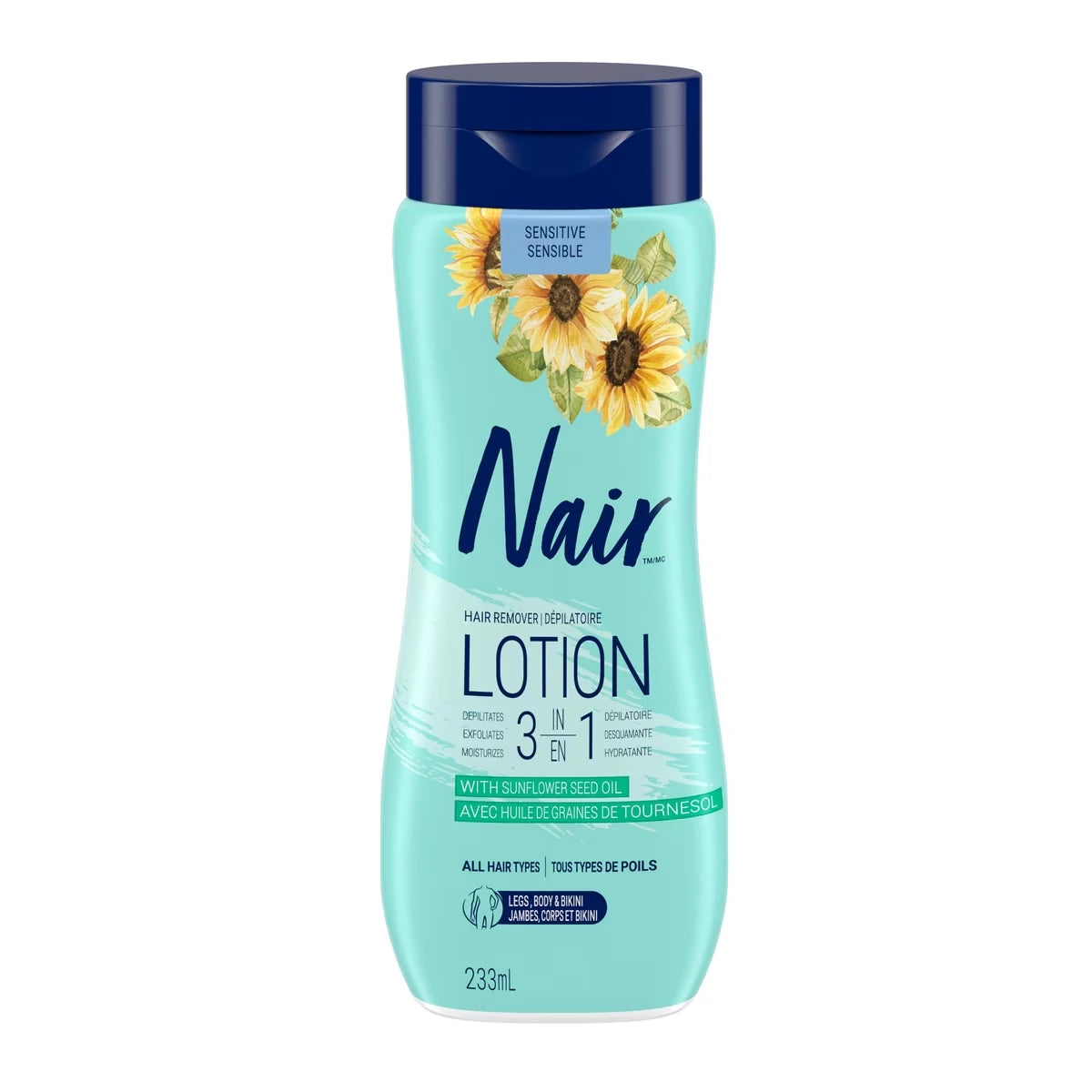 Lotion Dépilatoire 3 En 1 Pour La Peau Sensible Et Tous Les Types De Poils Avec Huile De Tournesol Et Extrait De Thé Vert 233 ml