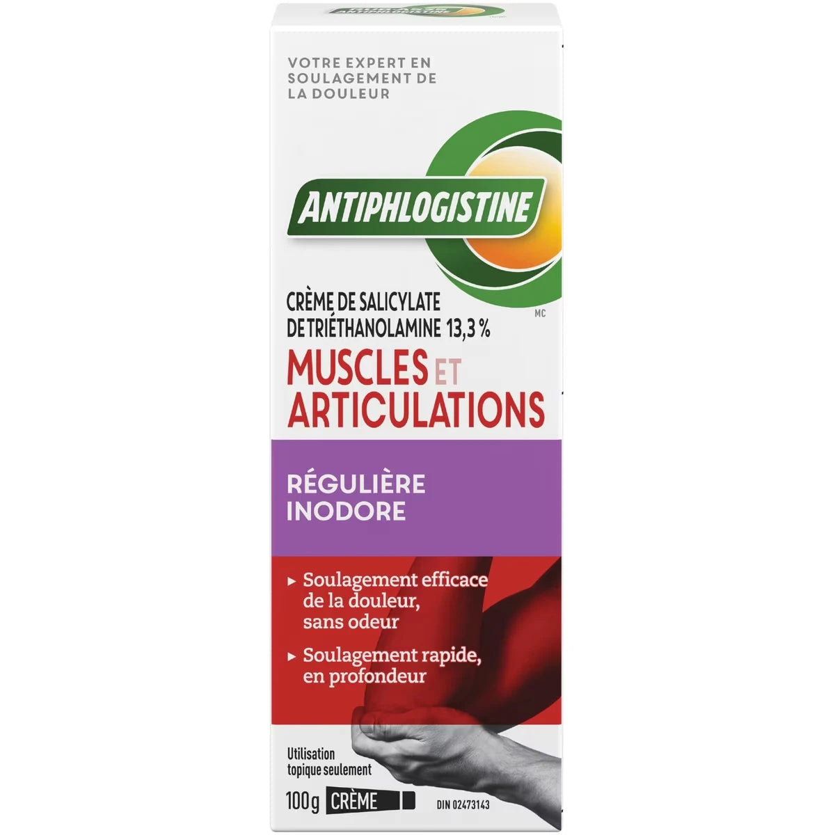 Crème antidouleur régulière inodore pour muscles et articulations
