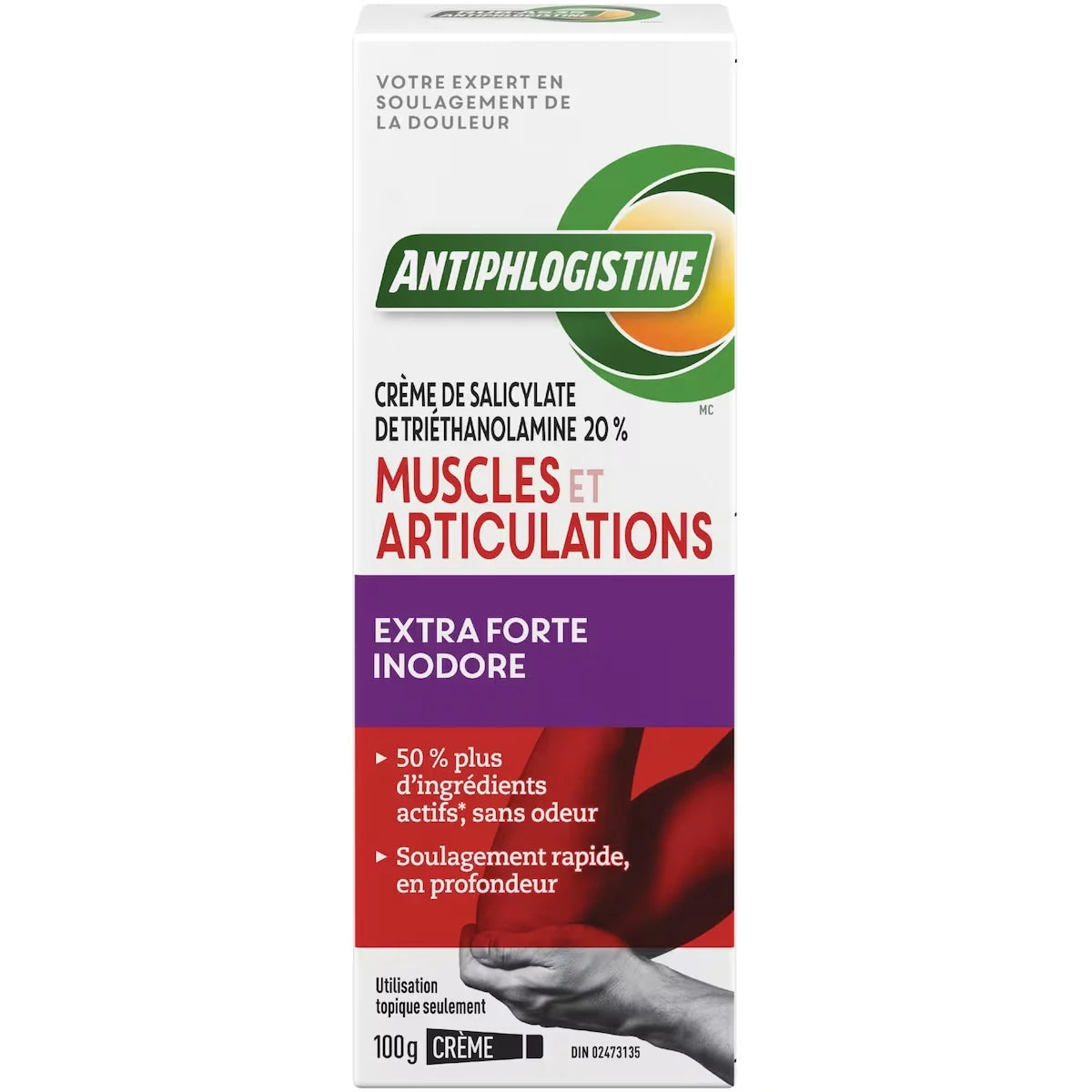 Crème antidouleur extra forte inodore pour muscles et articulations
