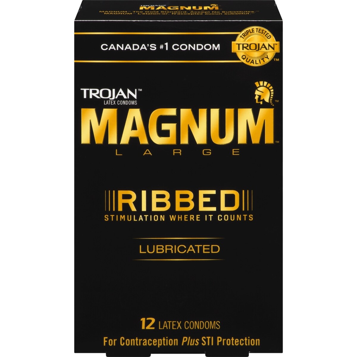 Condoms lubrifiés larges nervurés Magnum