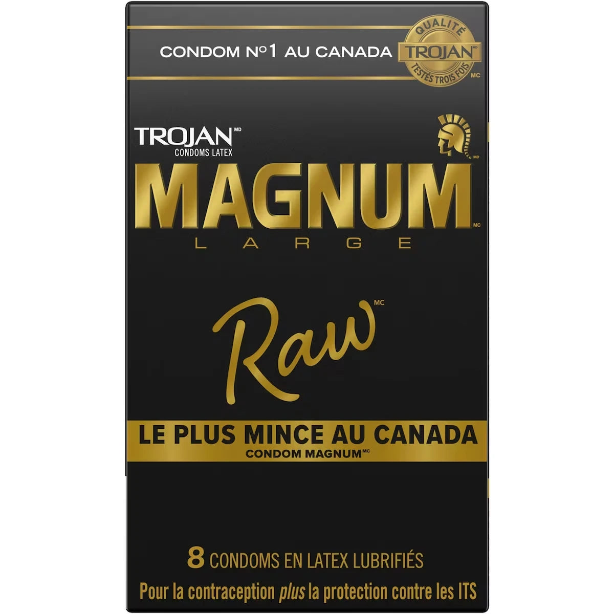 Condoms de grande taille lubrifiés Magnum Raw