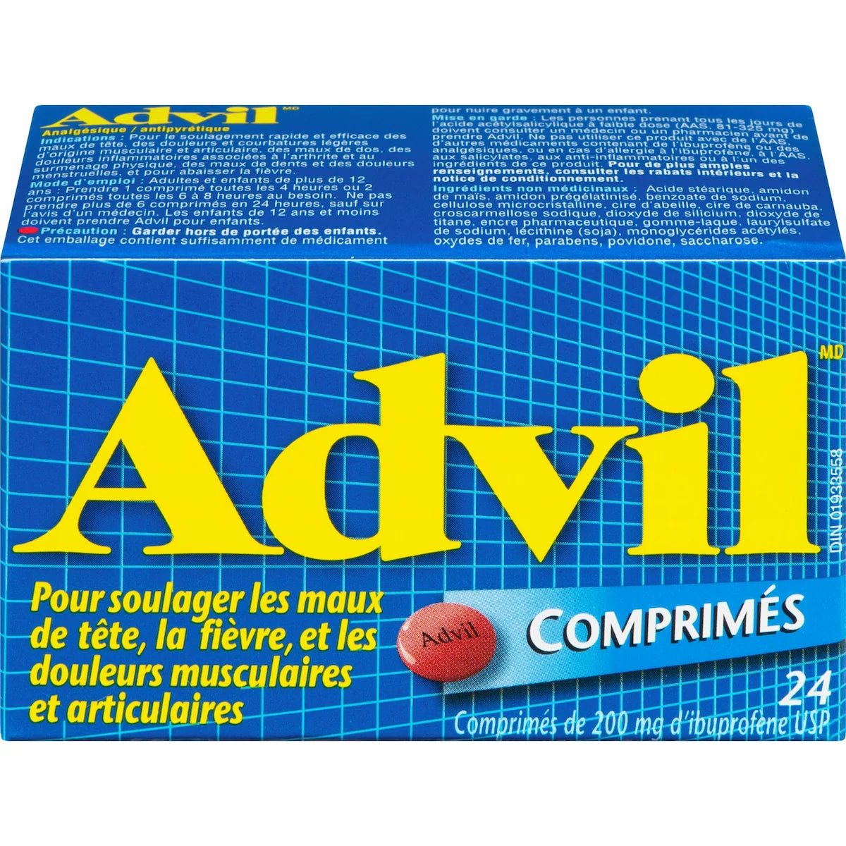 Comprimés de 200 mg d'Ibuprofène USP 24 Comprimés