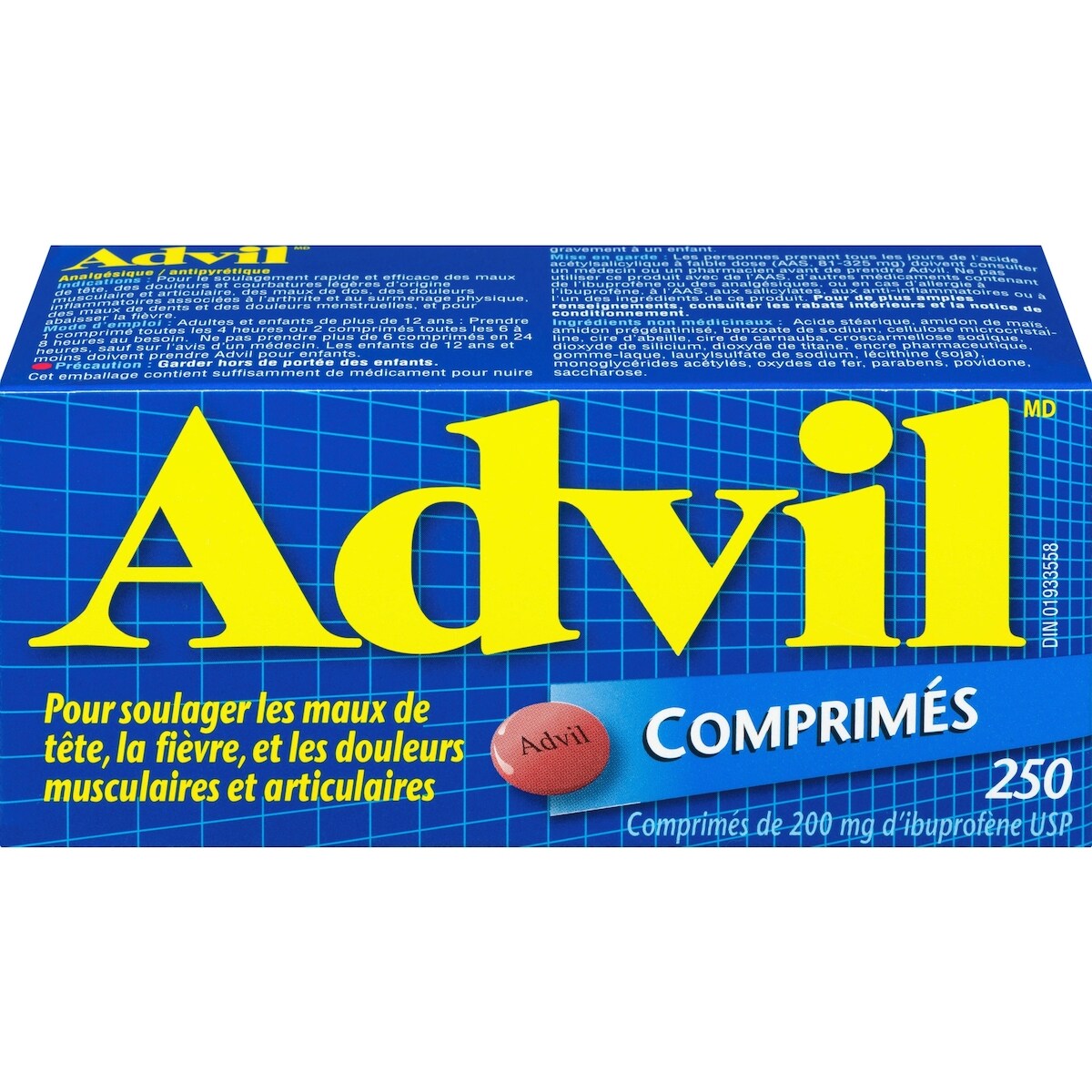Comprimés de 200 mg d'Ibuprofène USP 250 Comprimés