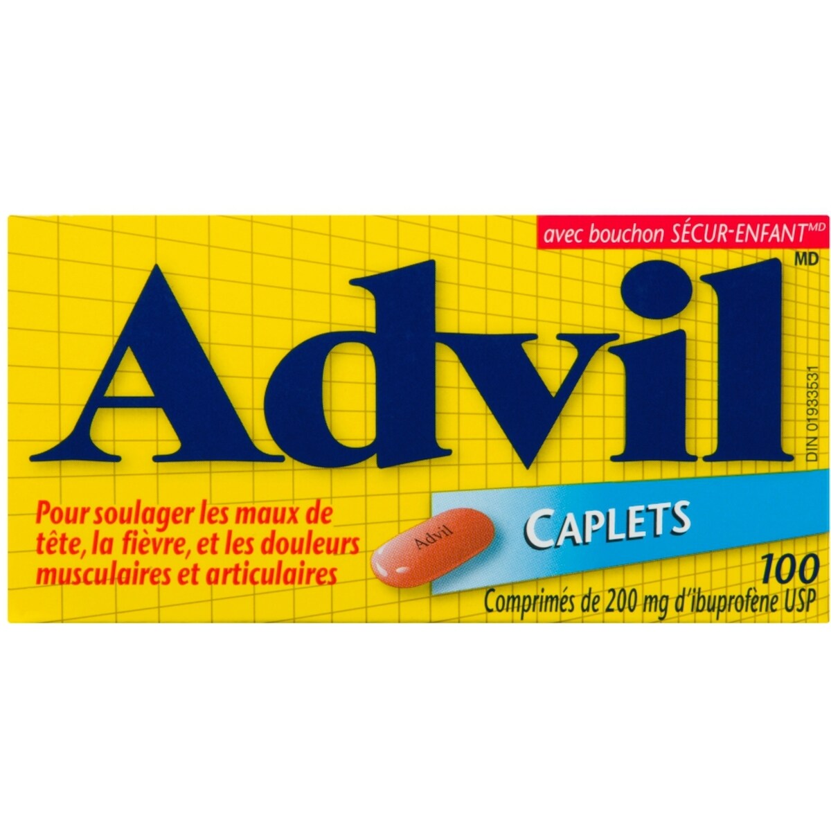 Comprimés de 200 mg d'Ibuprofène USP 100 Caplets