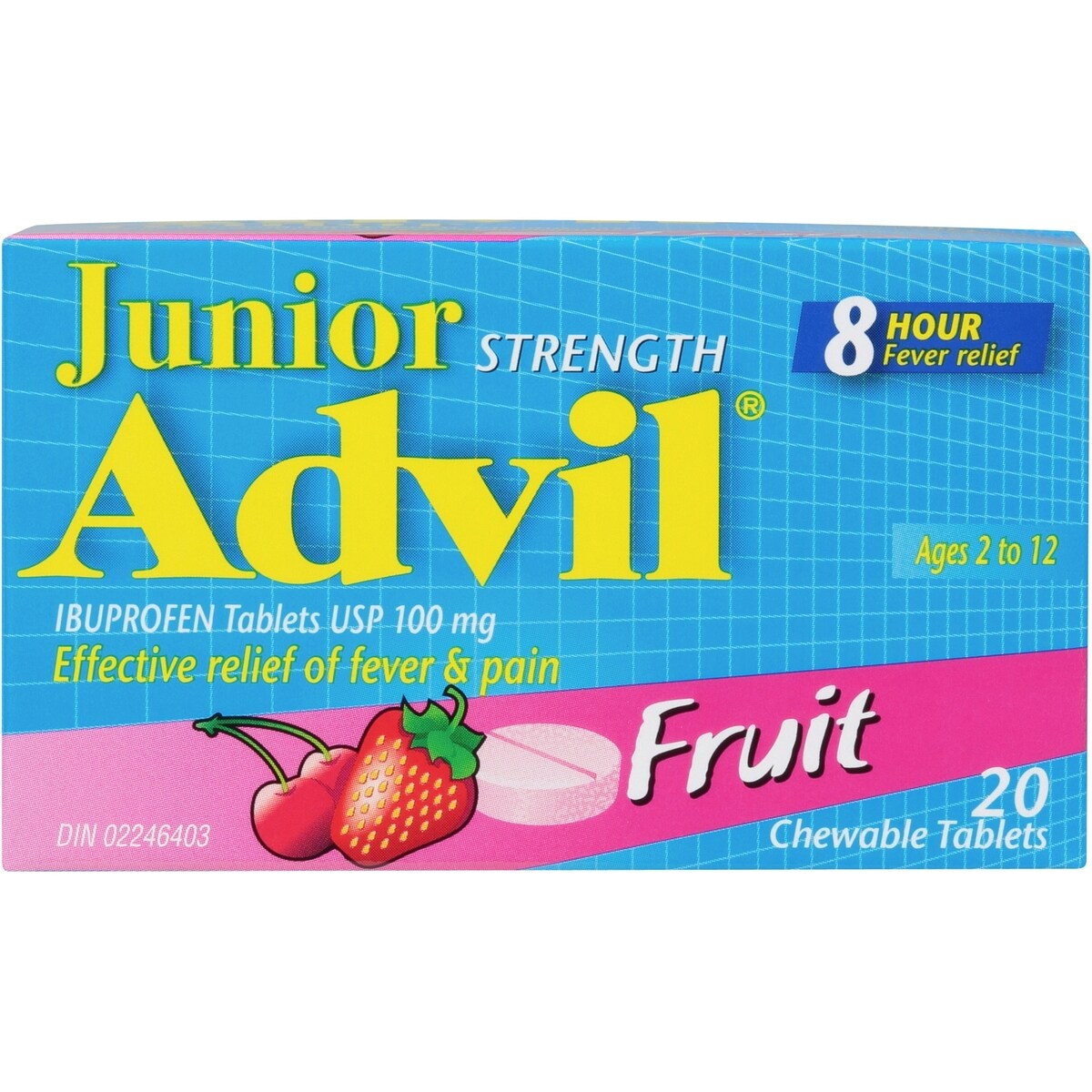 Junior Comprimés d'ibuprofène à 100 mg, USP, Fruits, 20 comprimés