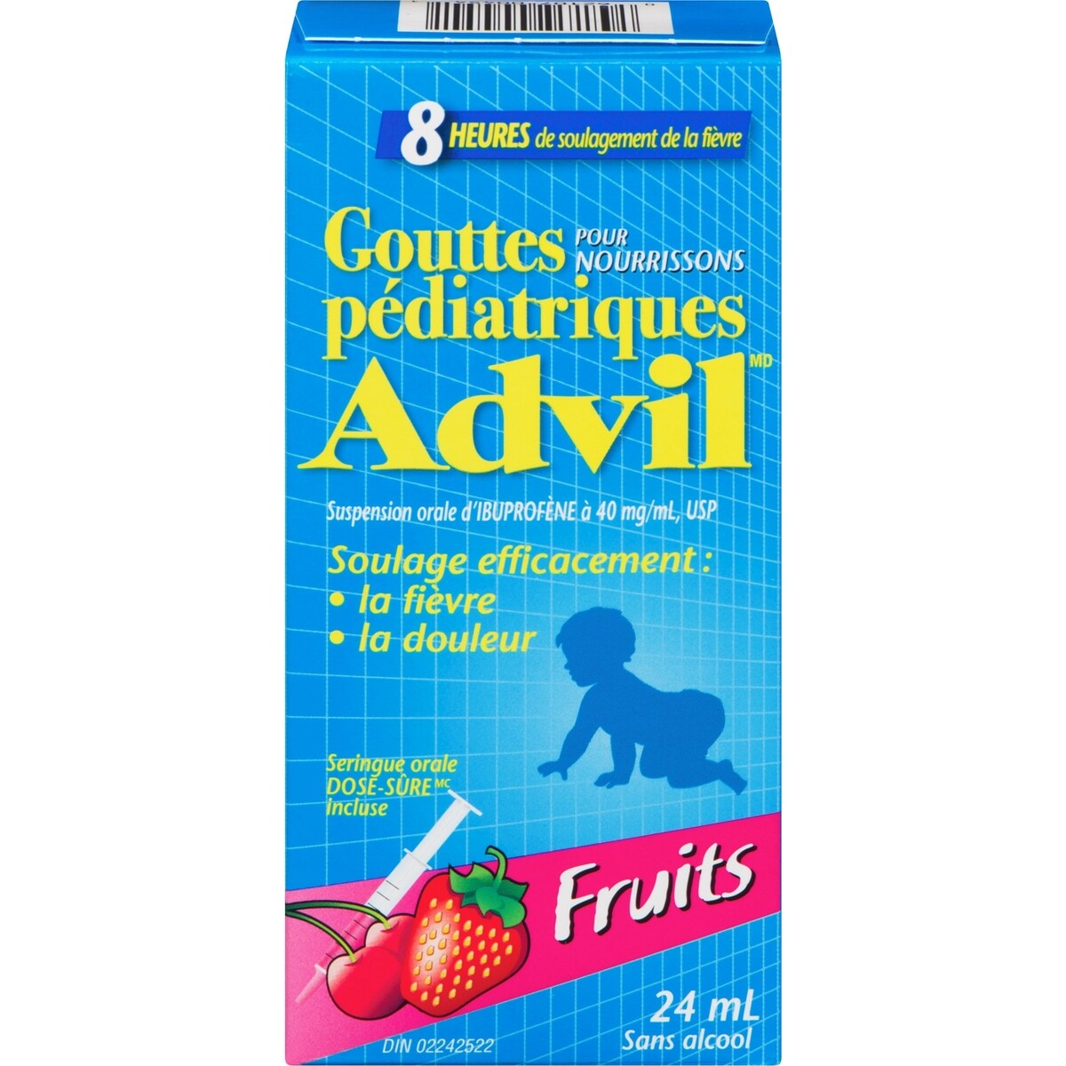 Gouttes Pédiatriques pour Nourrissons Suspension Orale d'Ibuprofène à 40 mg/ml, USP Fruits 24 ml