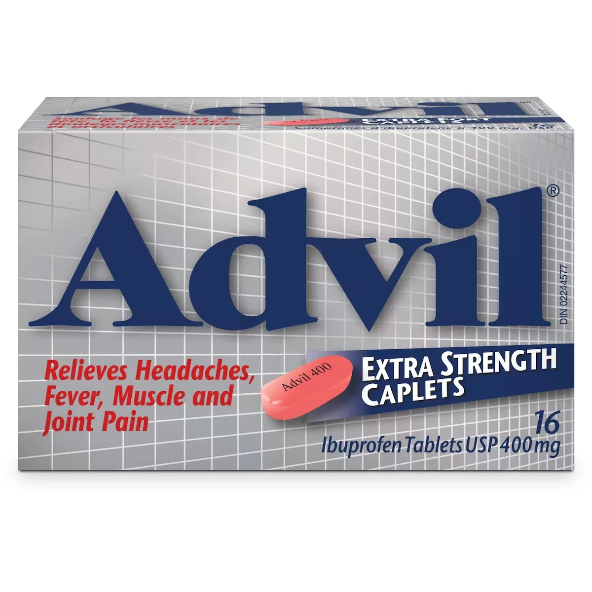 Advil Comprimés de 400 mg d'Ibuprofène USP Extra Fort 16 Caplets