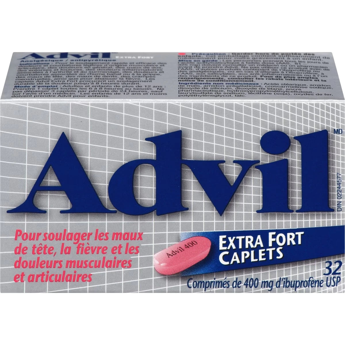 Advil Comprimés de 400 mg d'Ibuprofène USP Extra Fort 32 Caplets