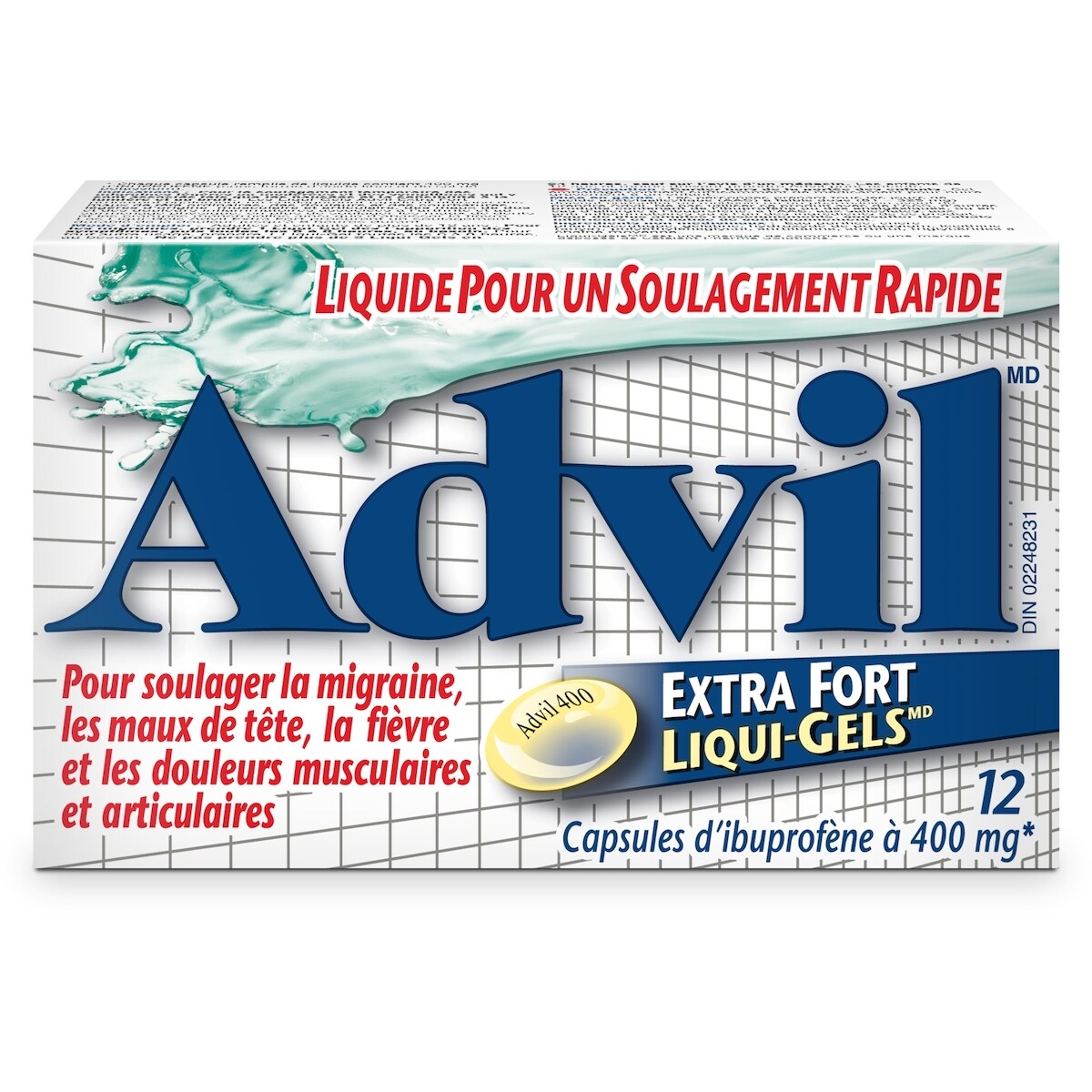 Advil Capsules de 400 mg d'Ibuprofène Extra Fort 12 Liqui-Gels