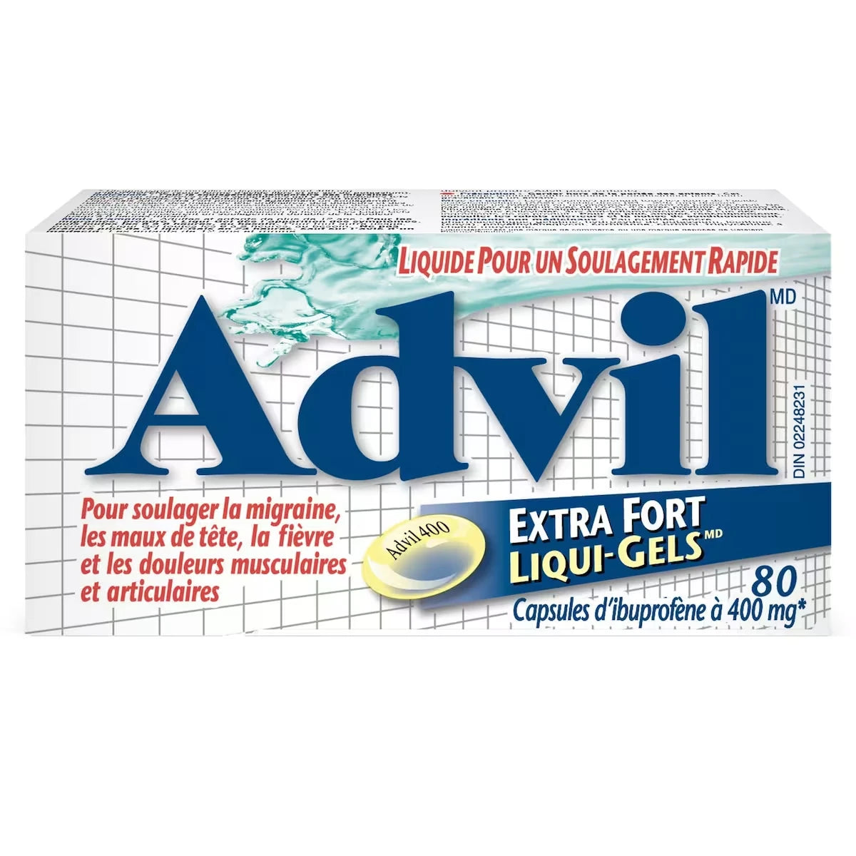 Advil Capsules de 400 mg d'Ibuprofène Extra Fort 80 Liqui-Gels