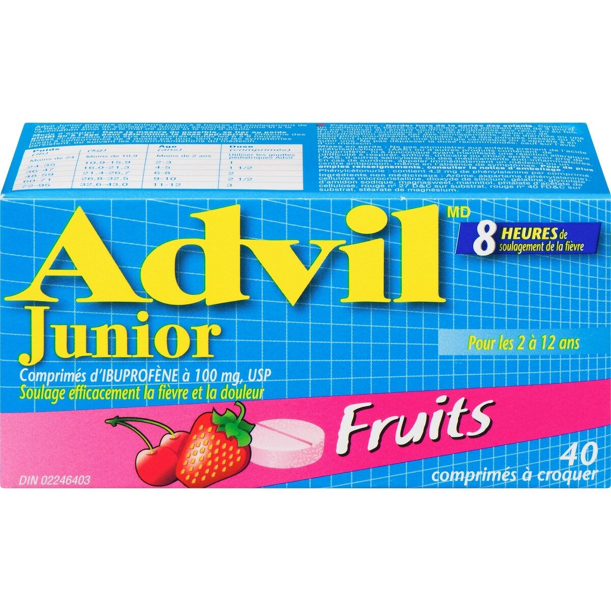 Junior Comprimés d'ibuprofène à 100 mg, USP, Fruits, 40 comprimés
