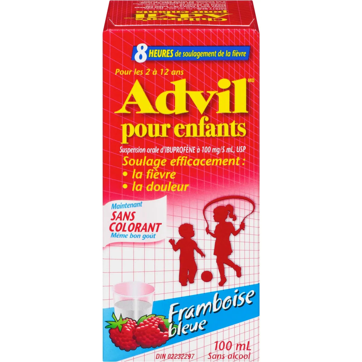 pour Enfants Suspension, Sans Colorant, Framboise bleue, 100 ml