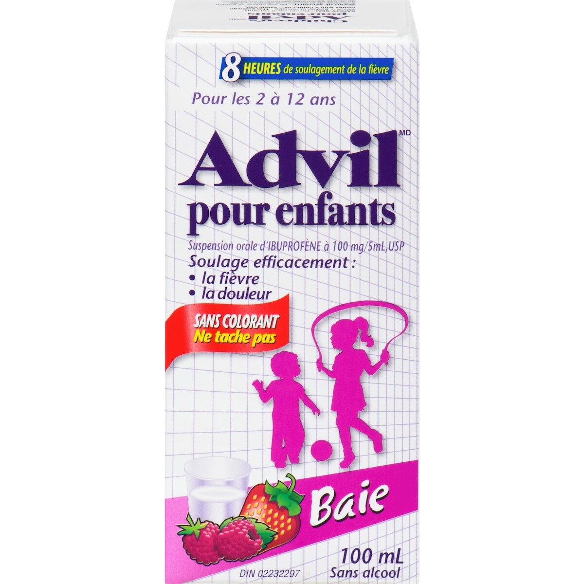 pour Enfants Suspension, Sans Colorant, Baie, 100 ml