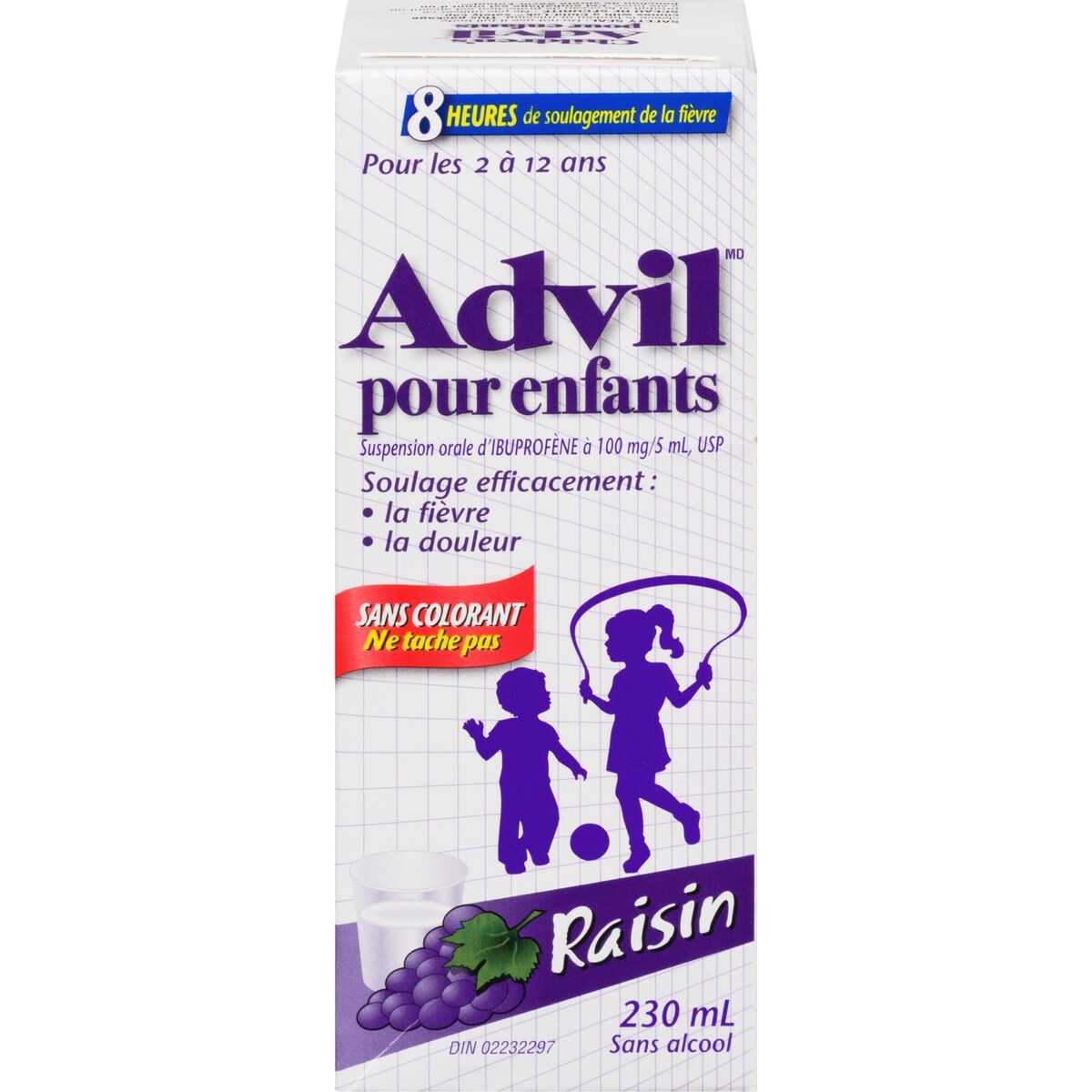 pour Enfants Suspension, Sans Colorant, Raisin, 230 ml