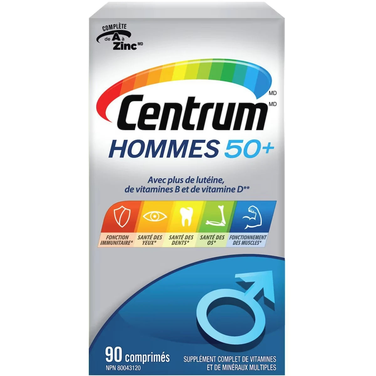 Hommes 50+, un supplément complet de vitamines et de minéraux, en format de 90 comprimés