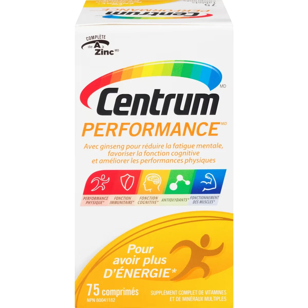 Performance, un supplément complet de vitamines et de minéraux additionné de ginseng, en format de 75 comprimés