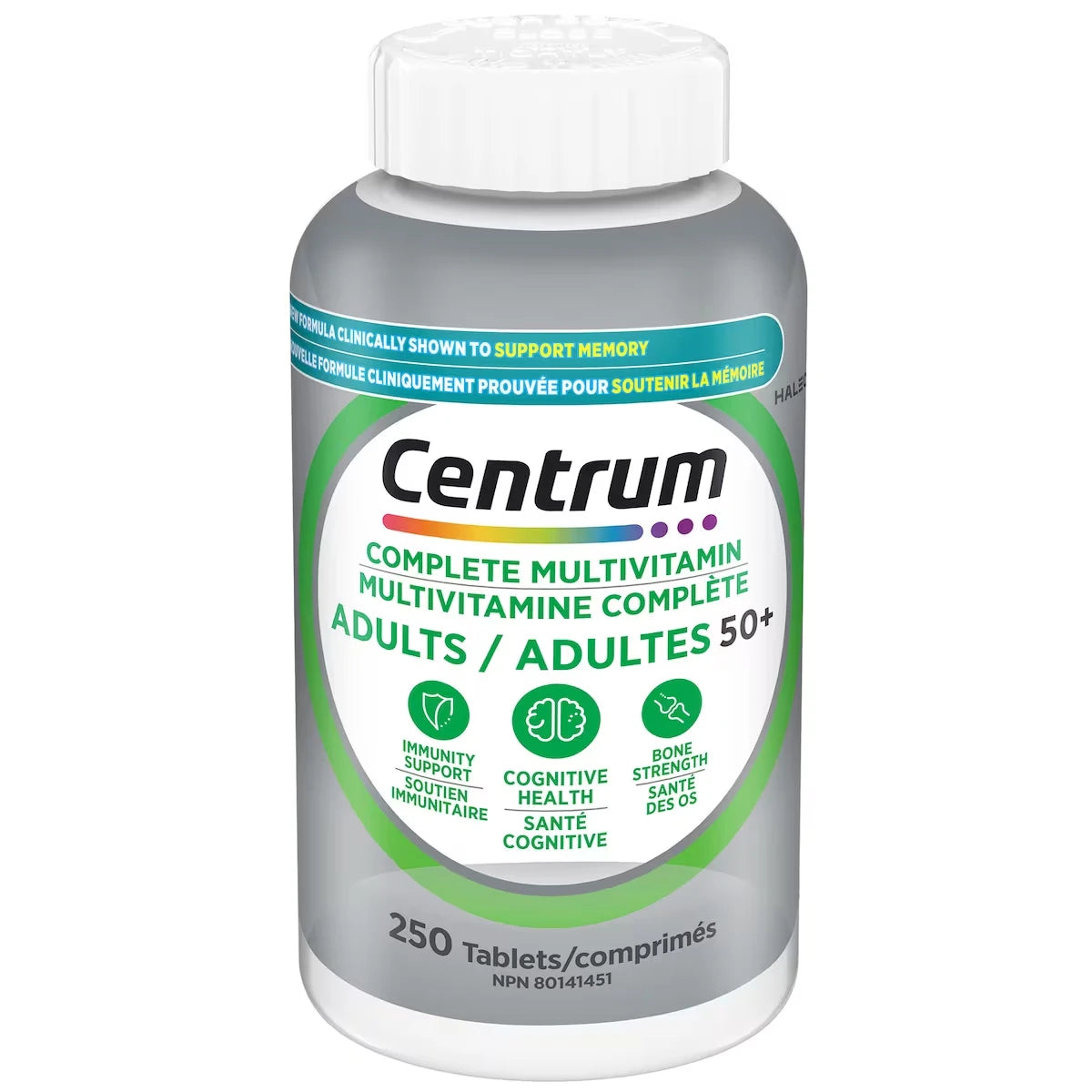 Adultes 50+, Formule complète, supplément de multivitamines et minéraux éprouvé en clinique pour soutenir la mémoire et la santé cognitive, 250 comprimés