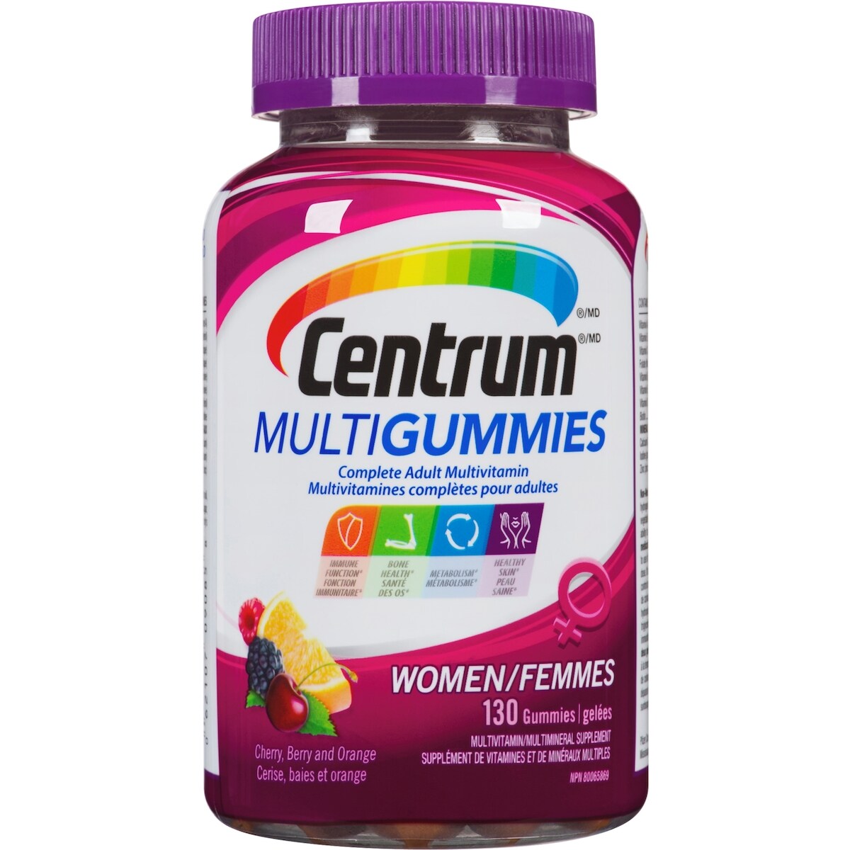 MultiGummies Femmes, une multivitamine gélifiée formulée pour les femmes, en format de 130 comprimés
