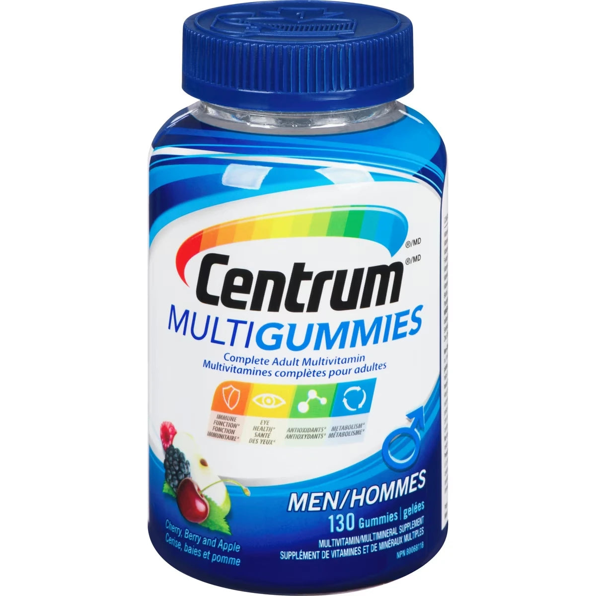 MultiGummies Hommes, une multivitamine gélifiée formulée pour les hommes, en format de 130 comprimés
