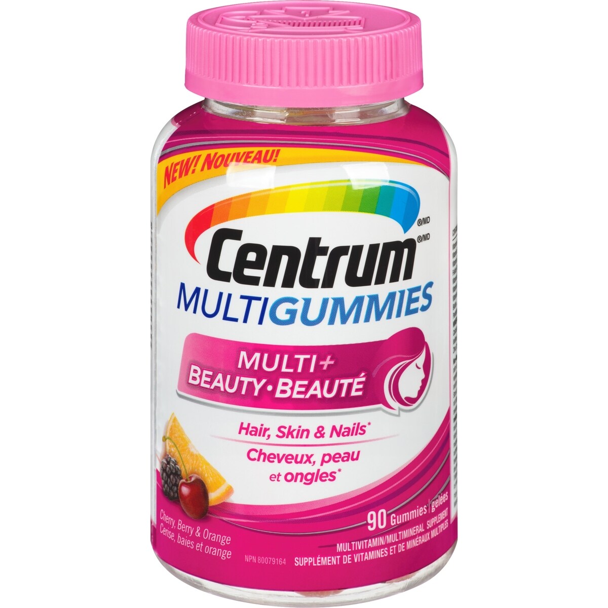 MultiGummies Multi+ Beauté, une multivitamine gélifiée pour favoriser la santé des cheveux, de la peau et des ongles, en format de 90 comprimés