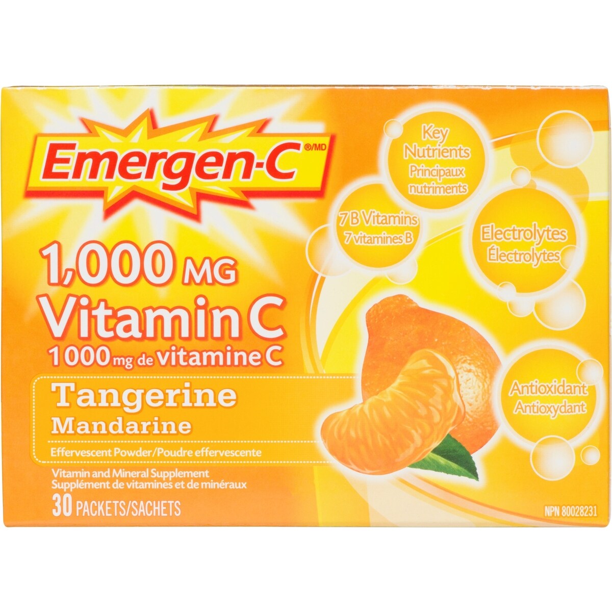 Mélange pour boisson, supplément de vitamine C (1 000 mg), saveur de mandarine, 30 sachets