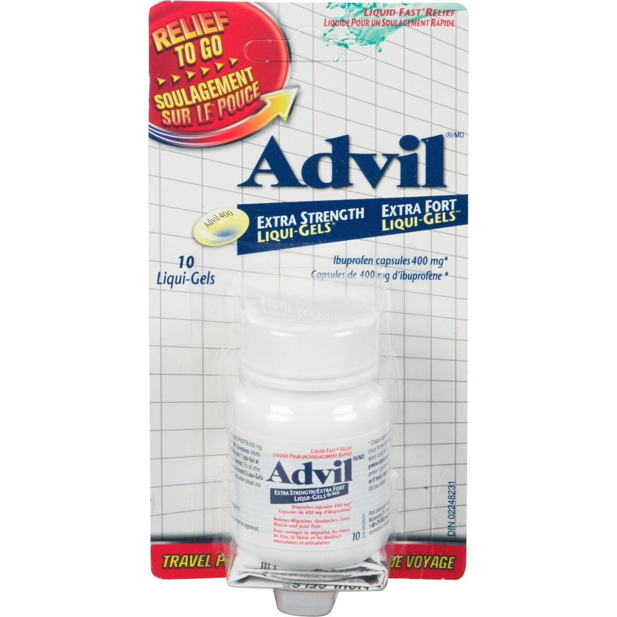 Extra Fort Capsules de 400 mg d'Ibuprofène Format de Voyage 10 Liqui-Gels