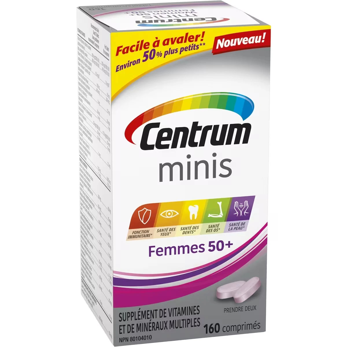 Minis Femmes 50+, un supplément complet de vitamines et de minéraux, en format de 160 petits comprimés