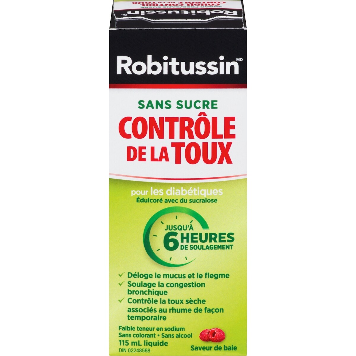 Contrôle de la Toux Liquide pour les Diabétiques Saveur de Baie 115 ml