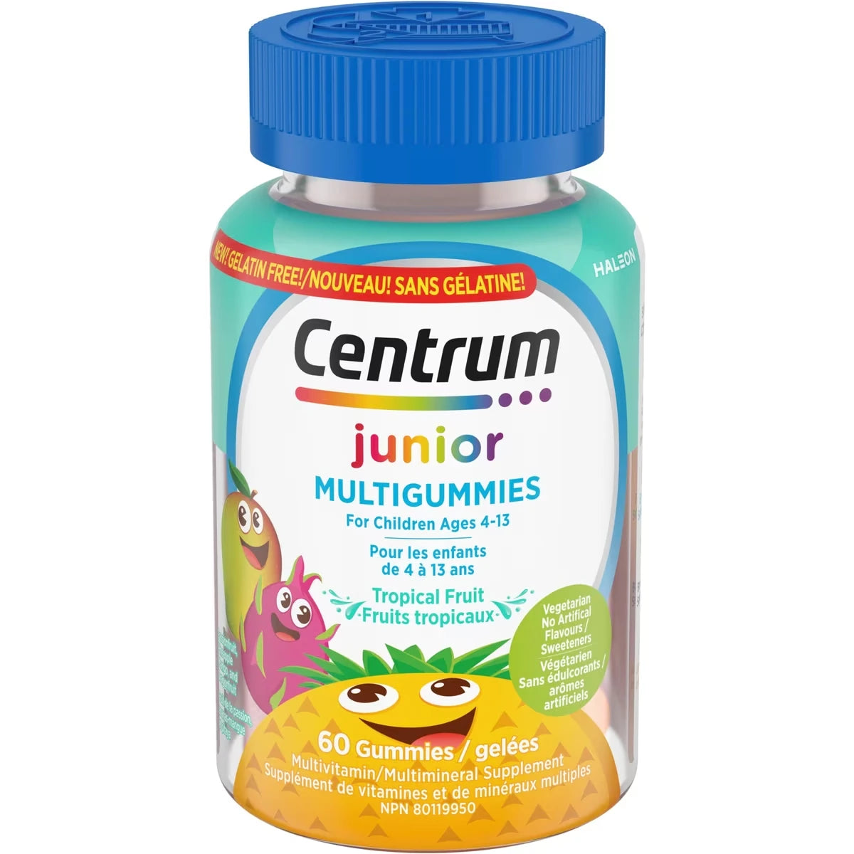 Multigummies Centrum Junior aux fruits tropicaux, supplément de vitamines et de minéraux multiples, saveurs d’ananas-mangue, de pitaya et de fruit de la passion