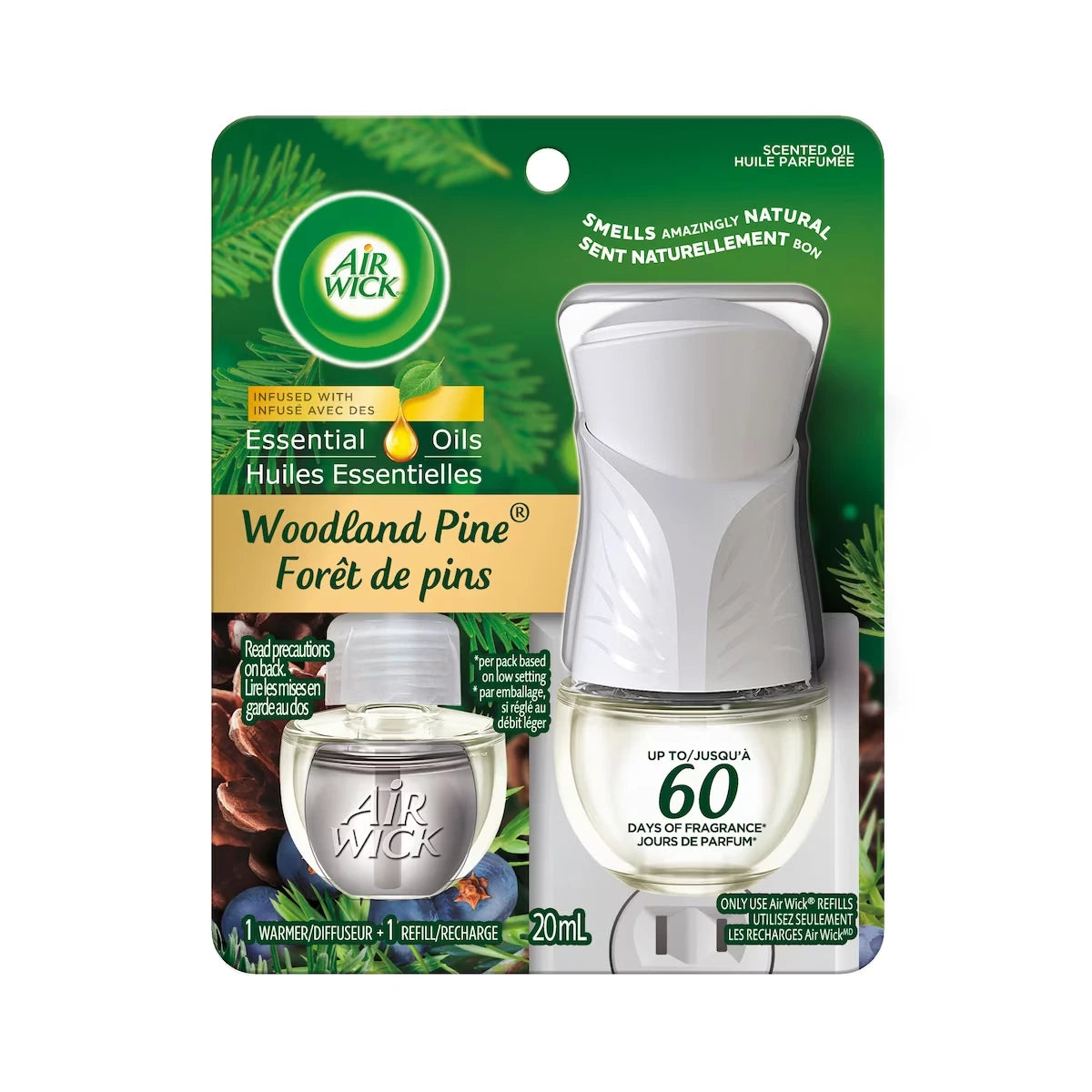 Trousse d’huiles parfumées - Forêt de pins, 1 Diffuseur + 1 Recharge