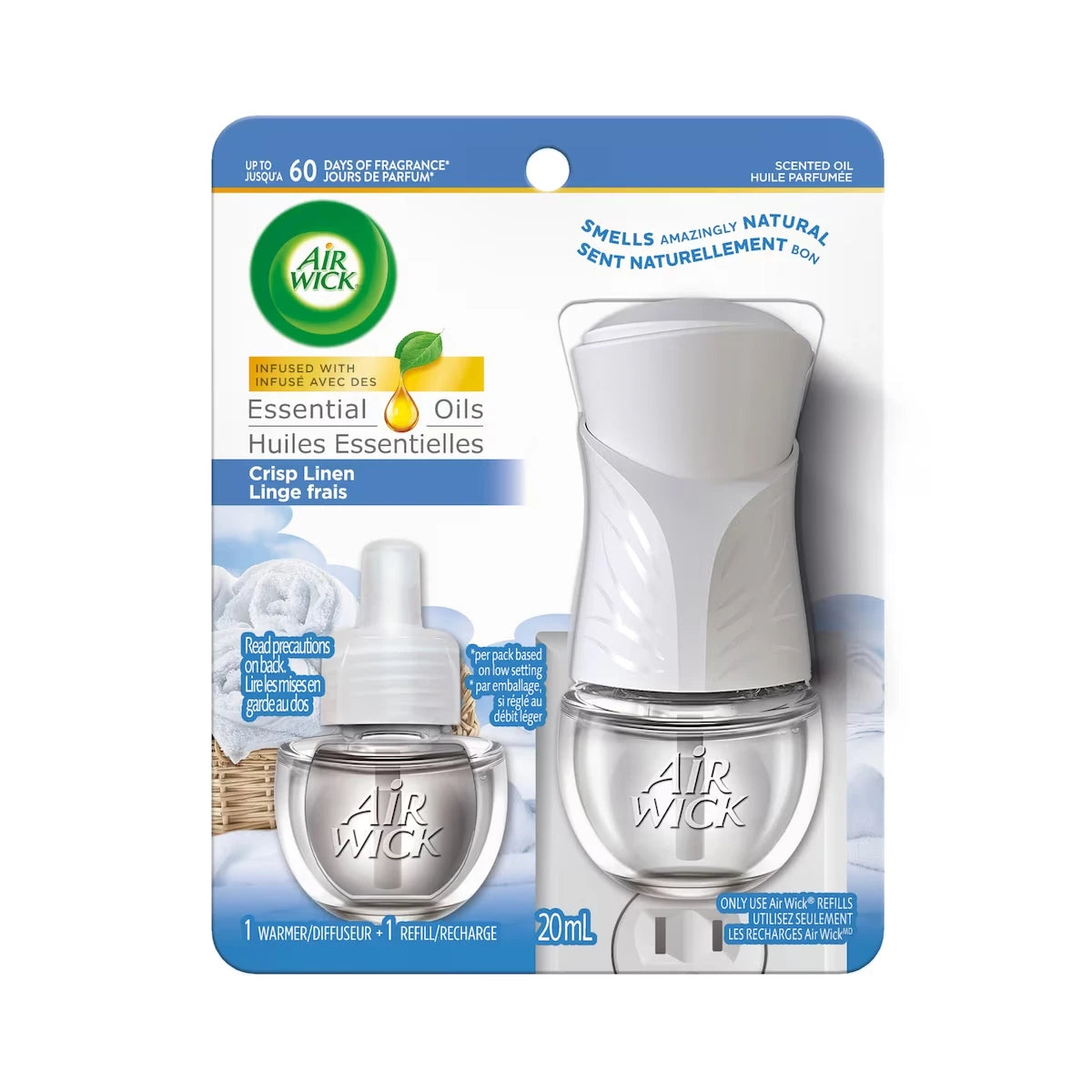 Trousse d’huiles parfumées - Linge frais, 1 Diffuseur + 1 Recharge