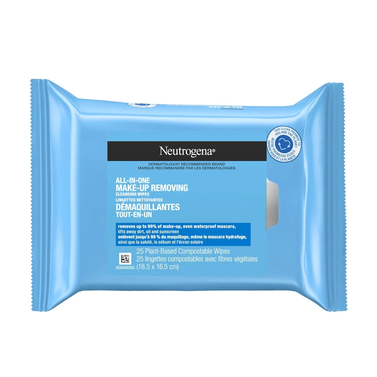 All-in-One Make-Up Removing Cleansing Wipes, Plant Based and Compostable
