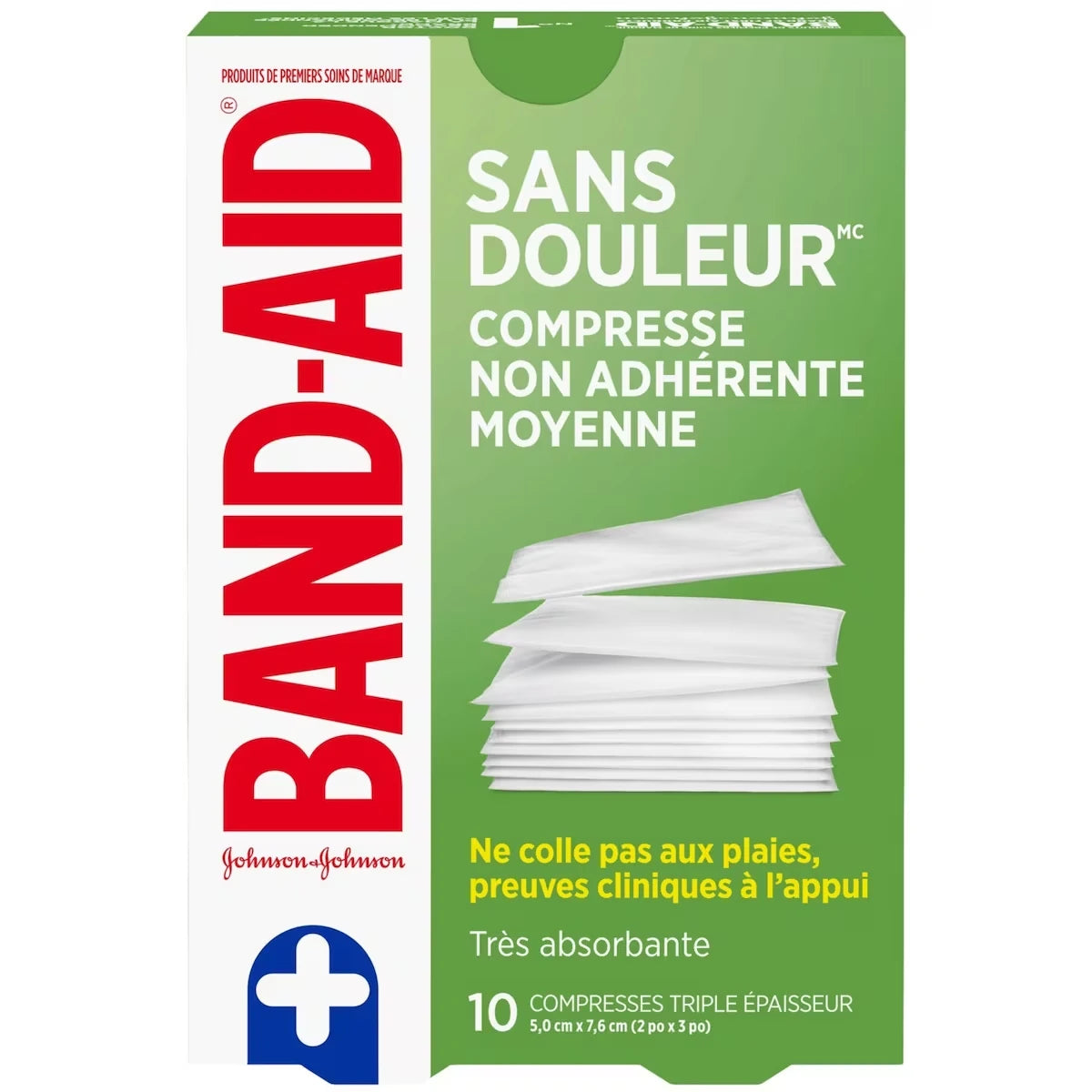 Compresses non adhérentes moyennes HURT-FREE® pour protéger les plaies, 5 cm par 7,6 cm