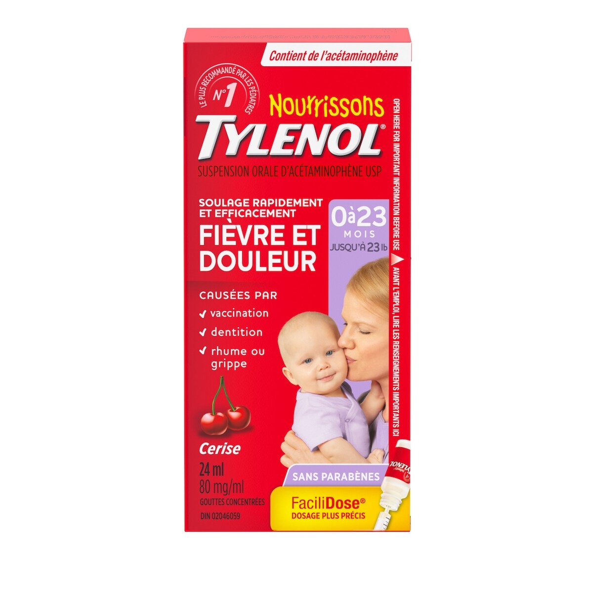 Gouttes pour nourrissons, fièvre et douleur, cerise
