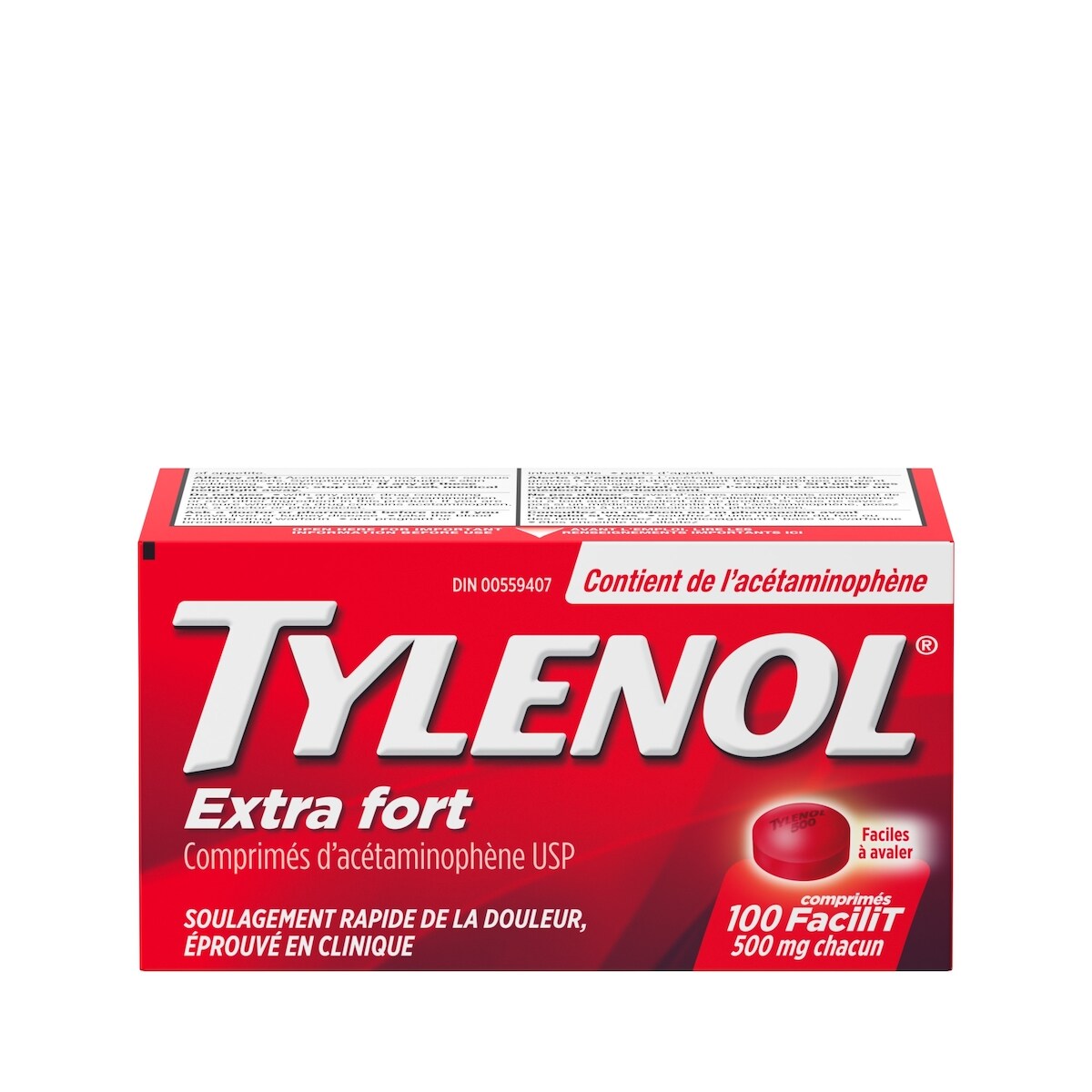 Acétaminophène à 500 mg, analgésique, extra fort, comprimés FaciliT