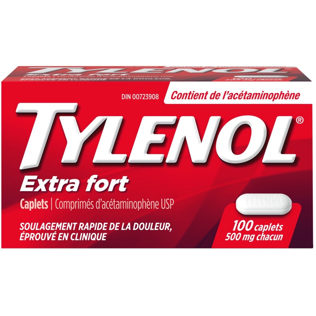 Acétaminophène à 500 mg, analgésique, extra fort, caplets