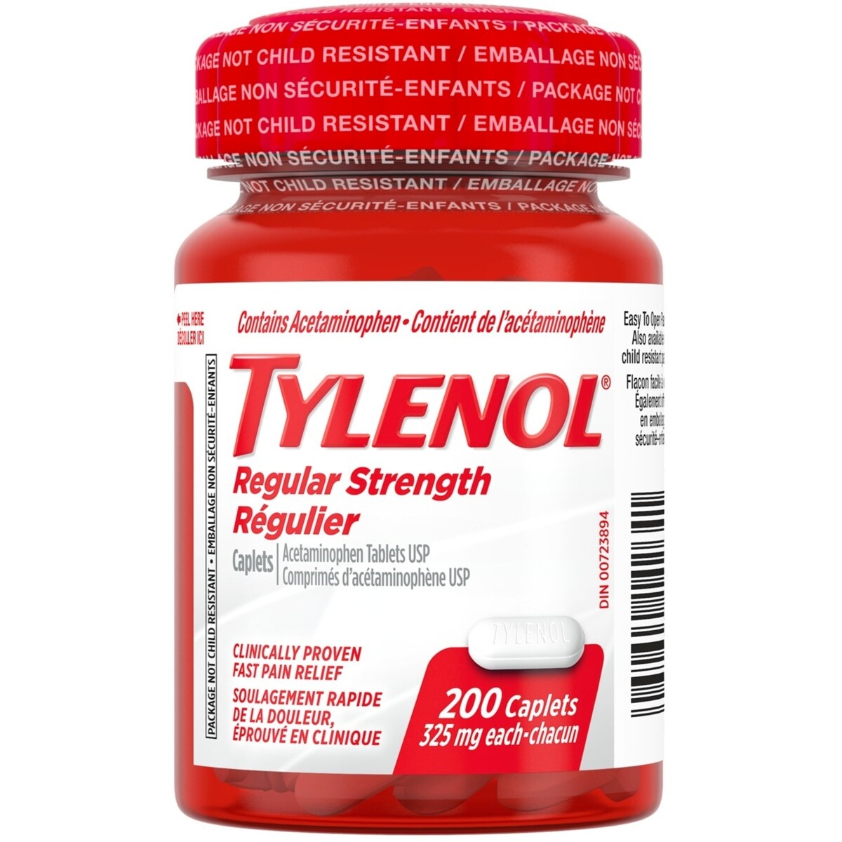 Acétaminophène 325 mg, analgésique pour la douleur, 200 caplets