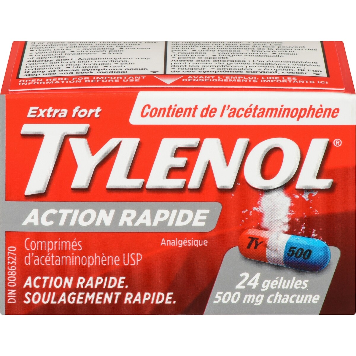 Acétaminophène à 500 mg, gélules à action rapide