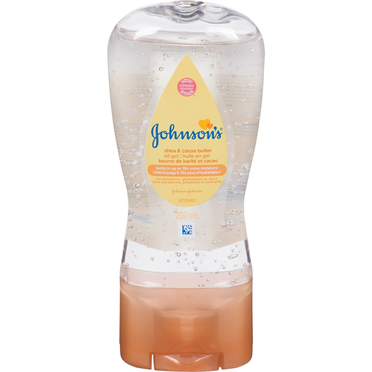 Huile en gel pour bébés, avec beurre de karité et cacao et huile minérale