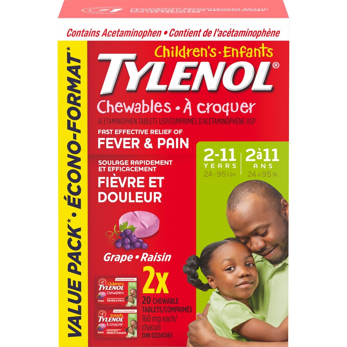 Comprimés à croquer pour enfants, fièvre et douleur, raisin