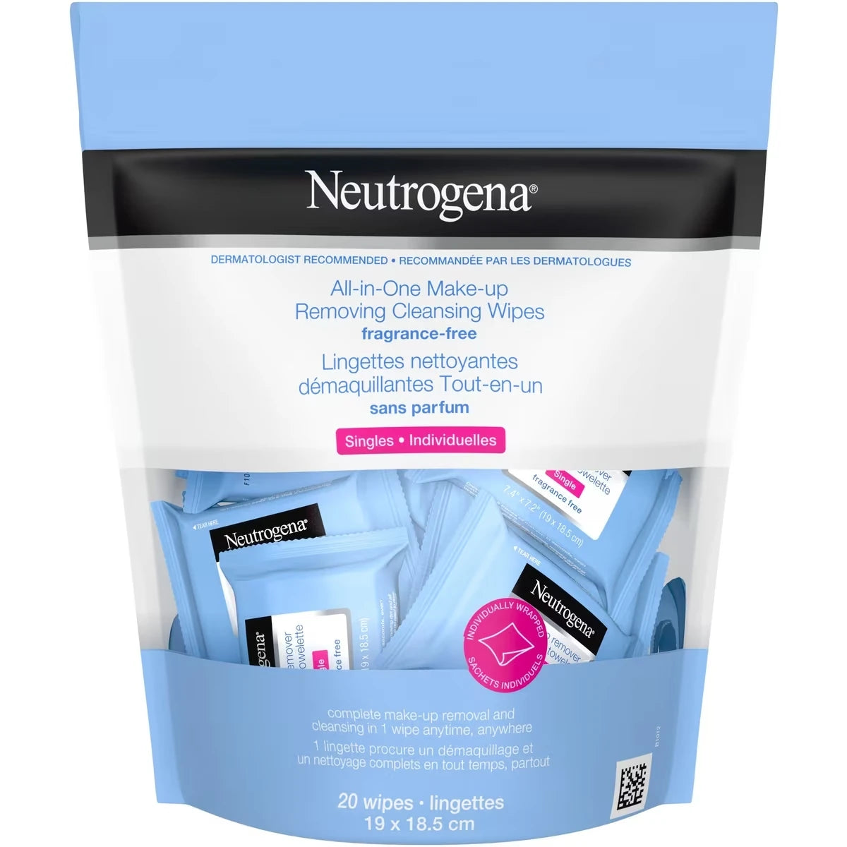 All-in-One Makeup Removing Cleansing Wipes, Waterproof Mascara Removal, Fragrance Free, Plant Based Biodegradable Wipes