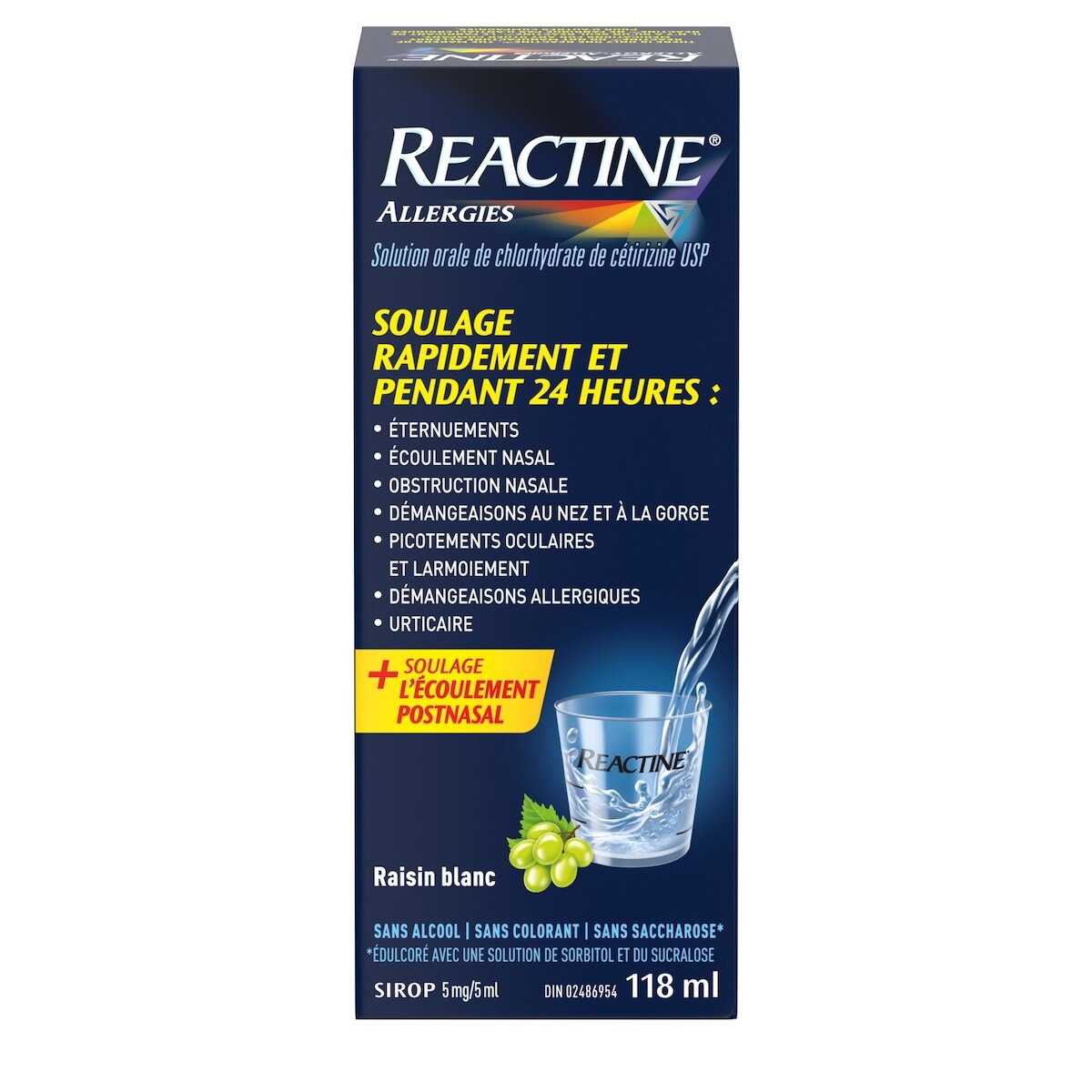 Sirop Allergies, avec chlorhydrate de cétirizine, saveur de raisin blanc