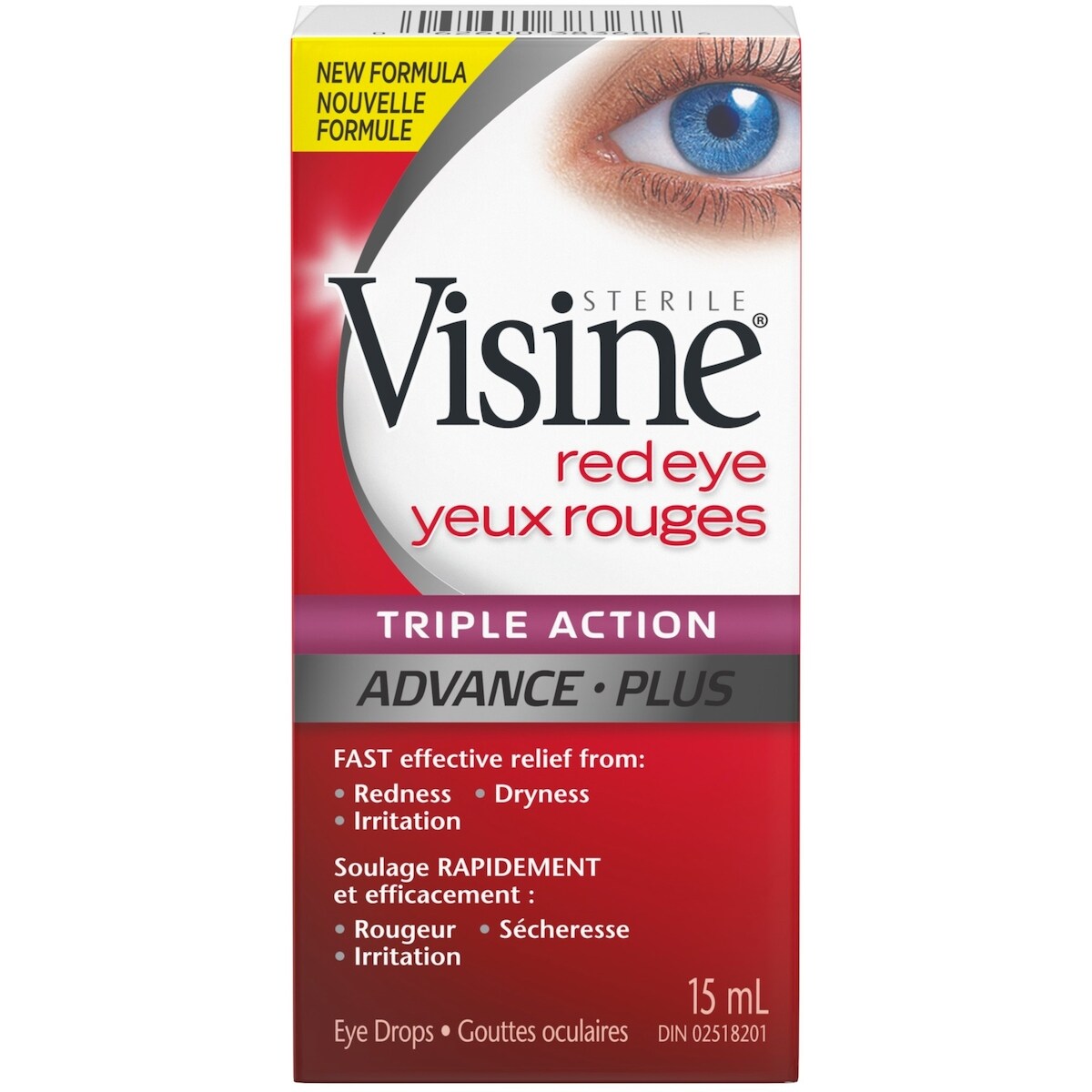 Gouttes oculaires  Triple action - polyéthylèneglycol et chlorhydrate de tétrahydrozoline - Sécheresse, rougeur, fatigue et irritation des yeux
