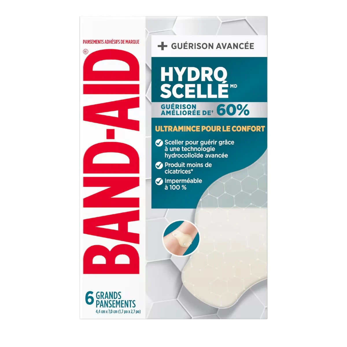 Pansements hydrocolloïdes ultraminces Hydro Seal, imperméables, grands