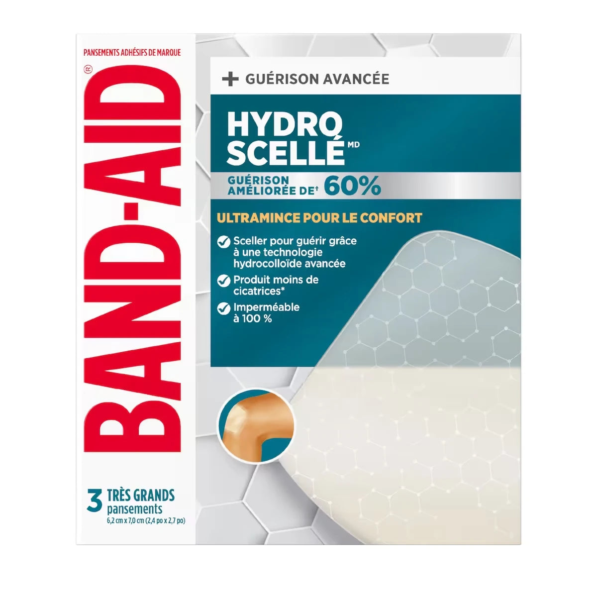 Pansements hydrocolloïdes ultraminces Hydro Seal, imperméables, grands